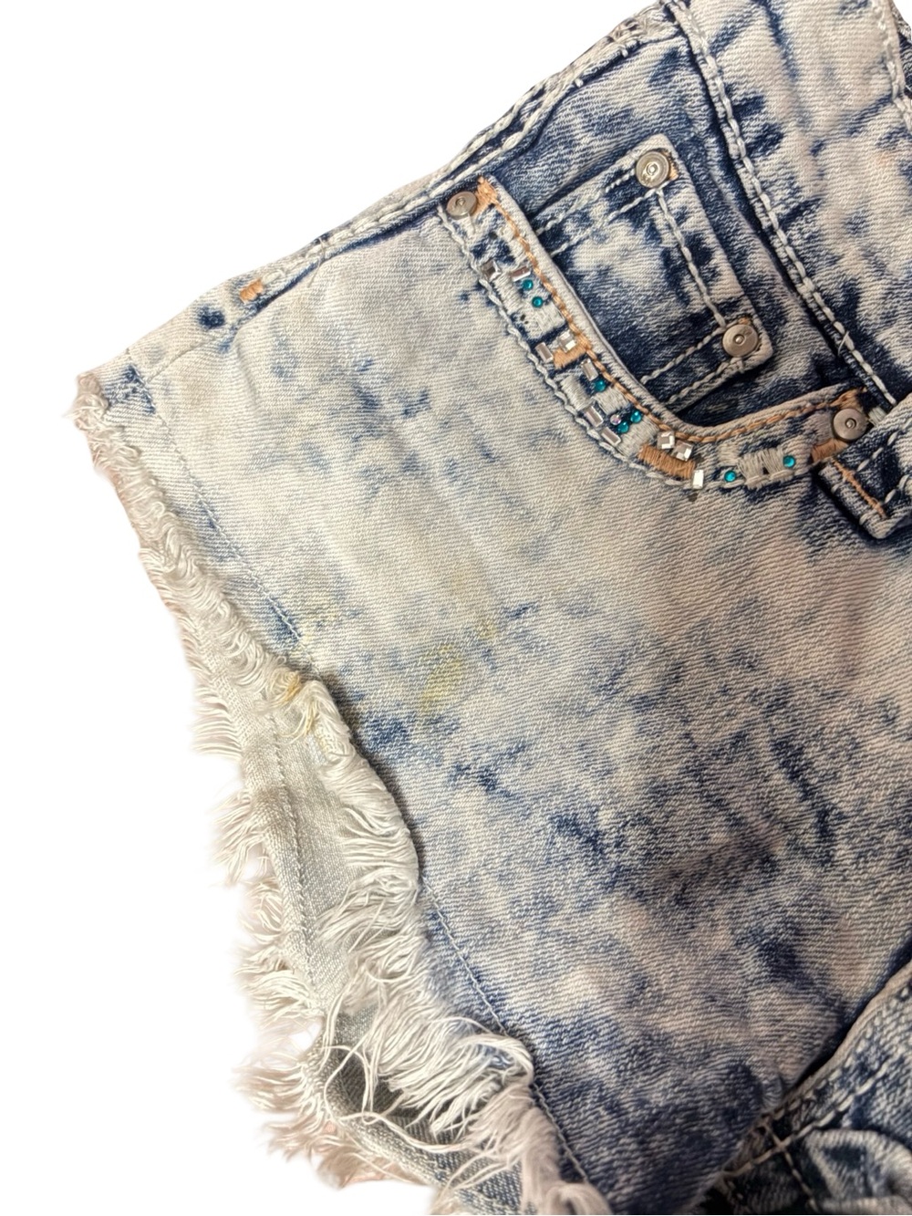 Daytrip Gemini Low Rise Acid Wash Bedazzled Shorts - Picture 3 of 5